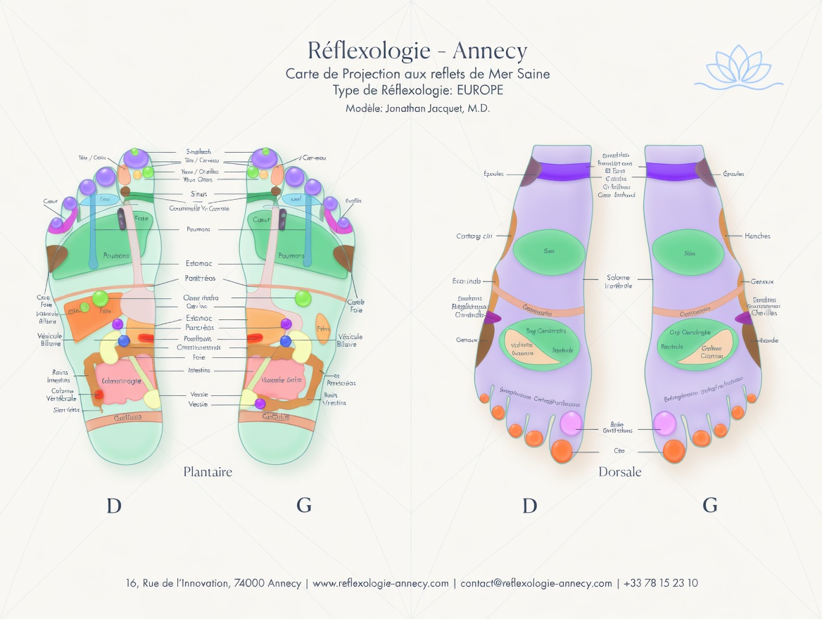 Schéma des zones réflexes des pieds
